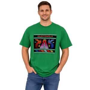 Guatemala Graphic T-Shirt Men’s XL Green Mayan Aztec Travel Tee EUC